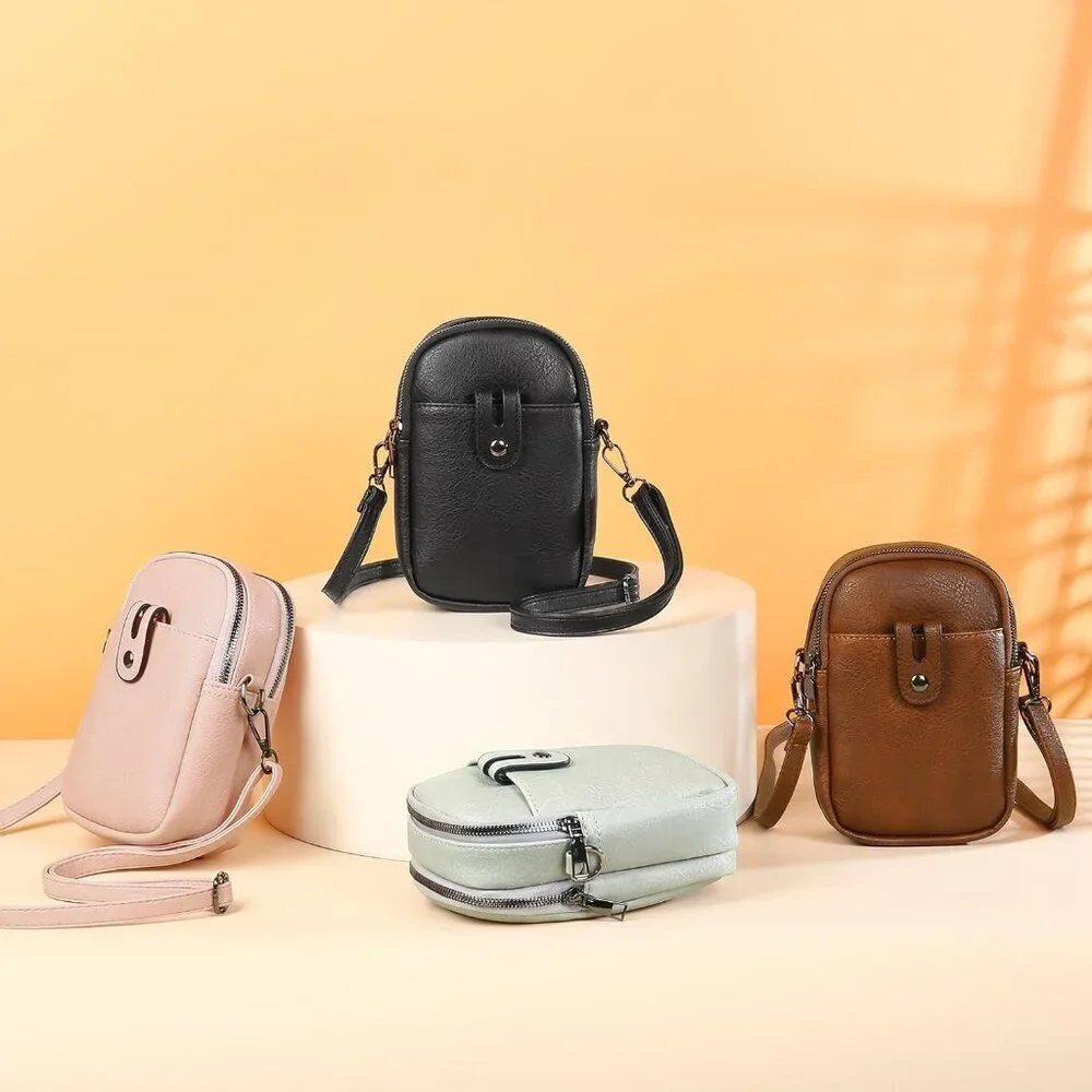Women Y01 Black Phone Purse Crossbody Bags for Small Travel Wallet Touch Screen